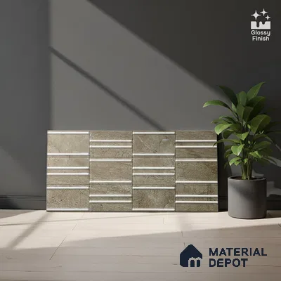 Kitchen Wall Tile TL 05390 B Bistro Soana Brown Highlighter 2 ft x 1 ft Ceramic Glossy Finish - 9 mm | Suitable For Kitchen, Bathroom Walls and Backsplashes (Sample)