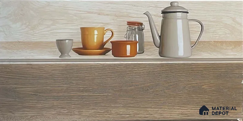 Kitchen Wall Tile TL 05408 B Bistro Teak Brown Highlighter 2 ft x 1 ft Ceramic Matte Finish - 9 mm | Suitable For Kitchen, Bathroom Walls and Backsplashes (Sample)