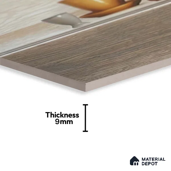 Kitchen Wall Tile TL 05408 B Bistro Teak Brown Highlighter 2 ft x 1 ft Ceramic Matte Finish - 9 mm | Suitable For Kitchen, Bathroom Walls and Backsplashes (Sample)