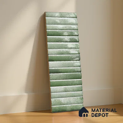 Subway Wall Tile TL 03643 C Snaper Kitkat Green Fern 12 x 4 inch Ceramic Glossy Finish - 8 mm | 16 Random Design | Suitable for Accent / Feature Walls, Bathroom, Kitchen Wall & Backsplashes (Sample)