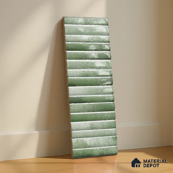 Subway Wall Tile TL 03643 C Snaper Kitkat Green Fern 12 x 4 inch Ceramic Glossy Finish - 8 mm | 16 Random Design | Suitable for Accent / Feature Walls, Bathroom, Kitchen Wall & Backsplashes (Sample)