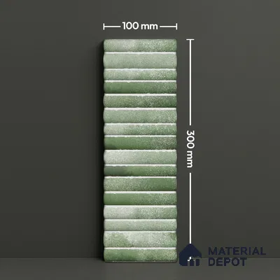 Subway Wall Tile TL 03643 C Snaper Kitkat Green Fern 12 x 4 inch Ceramic Glossy Finish - 8 mm | 16 Random Design | Suitable for Accent / Feature Walls, Bathroom, Kitchen Wall & Backsplashes (Sample)