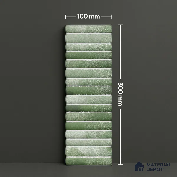 Subway Wall Tile TL 03643 C Snaper Kitkat Green Fern 12 x 4 inch Ceramic Glossy Finish - 8 mm | 16 Random Design | Suitable for Accent / Feature Walls, Bathroom, Kitchen Wall & Backsplashes (Sample)