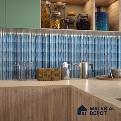 Subway Wall Tile TL 03643 D Snaper Kitkat Blue Ink 12 x 4 inch Ceramic Glossy Finish - 8 mm | 16 Random Design | Suitable for Accent / Feature Walls, Bathroom, Kitchen Wall & Backsplashes