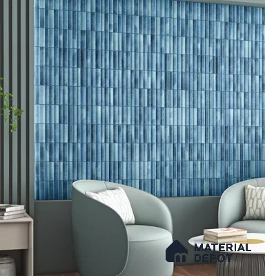 Subway Wall Tile TL 03643 D Snaper Kitkat Blue Ink 12 x 4 inch Ceramic Glossy Finish - 8 mm | 16 Random Design | Suitable for Accent / Feature Walls, Bathroom, Kitchen Wall & Backsplashes
