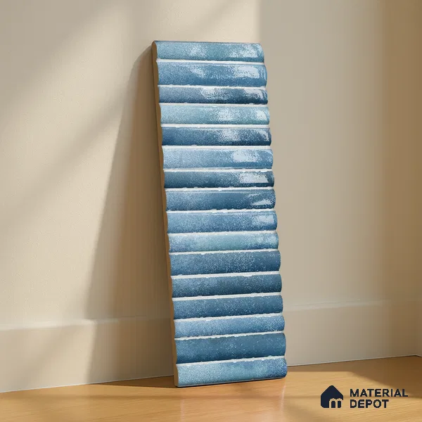 Subway Wall Tile TL 03643 D Snaper Kitkat Blue Ink 12 x 4 inch Ceramic Glossy Finish - 8 mm | 16 Random Design | Suitable for Accent / Feature Walls, Bathroom, Kitchen Wall & Backsplashes