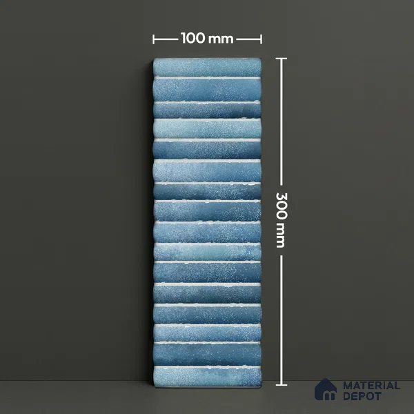 Subway Wall Tile TL 03643 D Snaper Kitkat Blue Ink 12 x 4 inch Ceramic Glossy Finish - 8 mm | 16 Random Design | Suitable for Accent / Feature Walls, Bathroom, Kitchen Wall & Backsplashes