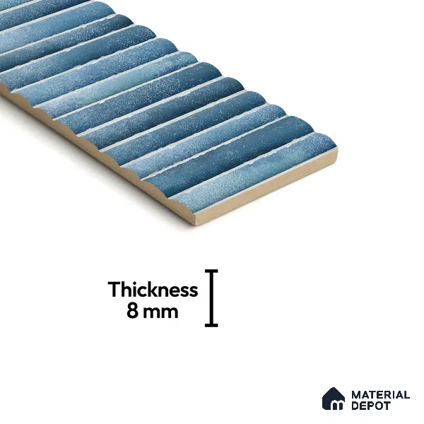 Subway Wall Tile TL 03643 D Snaper Kitkat Blue Ink 12 x 4 inch Ceramic Glossy Finish - 8 mm | 16 Random Design | Suitable for Accent / Feature Walls, Bathroom, Kitchen Wall & Backsplashes