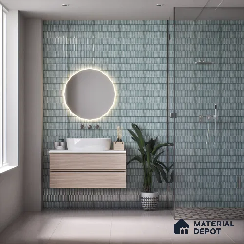 Subway Wall Tile TL 03643 E Snaper Kitkat Aqua Mint 12 x 4 inch Ceramic Glossy Finish - 8 mm | 16 Random Design | Suitable for Accent / Feature Walls, Bathroom, Kitchen Wall & Backsplashes