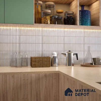 Subway Wall Tile TL 03643 F Snaper Kitkat Snow Soft 12 x 4 inch Ceramic Glossy Finish - 8 mm | 16 Random Design | Suitable for Accent / Feature Walls, Bathroom, Kitchen Wall & Backsplashes
