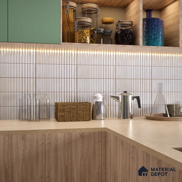 Subway Wall Tile TL 03643 F Snaper Kitkat Snow Soft 12 x 4 inch Ceramic Glossy Finish - 8 mm | 16 Random Design | Suitable for Accent / Feature Walls, Bathroom, Kitchen Wall & Backsplashes