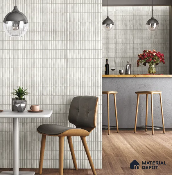 Subway Wall Tile TL 03643 F Snaper Kitkat Snow Soft 12 x 4 inch Ceramic Glossy Finish - 8 mm | 16 Random Design | Suitable for Accent / Feature Walls, Bathroom, Kitchen Wall & Backsplashes