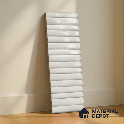 Subway Wall Tile TL 03643 F Snaper Kitkat Snow Soft 12 x 4 inch Ceramic Glossy Finish - 8 mm | 16 Random Design | Suitable for Accent / Feature Walls, Bathroom, Kitchen Wall & Backsplashes