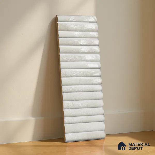 Subway Wall Tile TL 03643 F Snaper Kitkat Snow Soft 12 x 4 inch Ceramic Glossy Finish - 8 mm | 16 Random Design | Suitable for Accent / Feature Walls, Bathroom, Kitchen Wall & Backsplashes