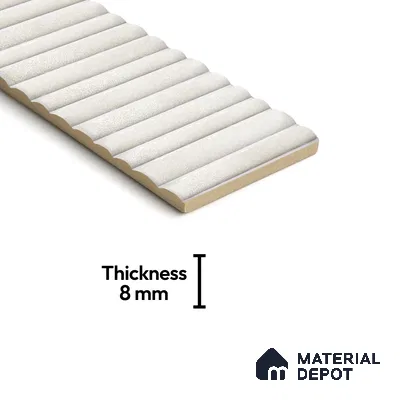 Subway Wall Tile TL 03643 F Snaper Kitkat Snow Soft 12 x 4 inch Ceramic Glossy Finish - 8 mm | 16 Random Design | Suitable for Accent / Feature Walls, Bathroom, Kitchen Wall & Backsplashes