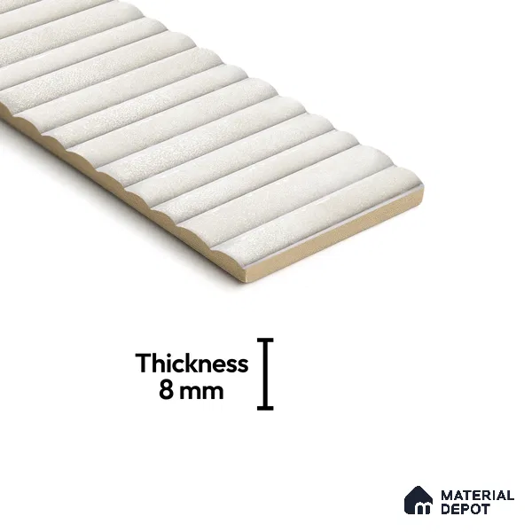 Subway Wall Tile TL 03643 F Snaper Kitkat Snow Soft 12 x 4 inch Ceramic Glossy Finish - 8 mm | 16 Random Design | Suitable for Accent / Feature Walls, Bathroom, Kitchen Wall & Backsplashes