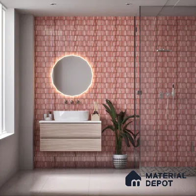 Subway Wall Tile TL 03643 G Snaper Kitkat Rust Terra 12 x 4 inch Ceramic Glossy Finish - 8 mm | 16 Random Design | Suitable for Accent / Feature Walls, Bathroom, Kitchen Wall & Backsplashes (Sample)
