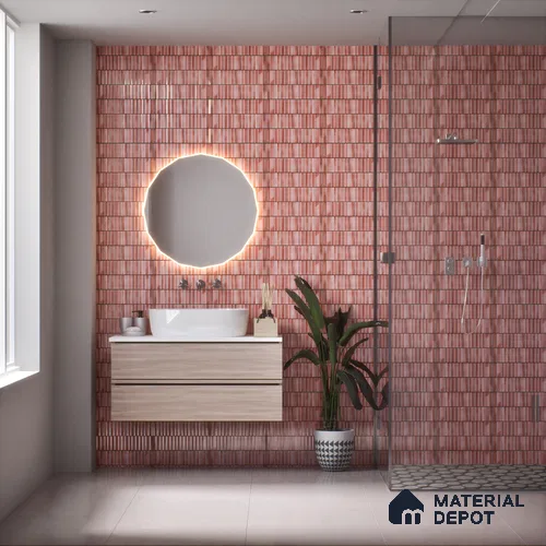 Subway Wall Tile TL 03643 G Snaper Kitkat Rust Terra 12 x 4 inch Ceramic Glossy Finish - 8 mm | 16 Random Design | Suitable for Accent / Feature Walls, Bathroom, Kitchen Wall & Backsplashes