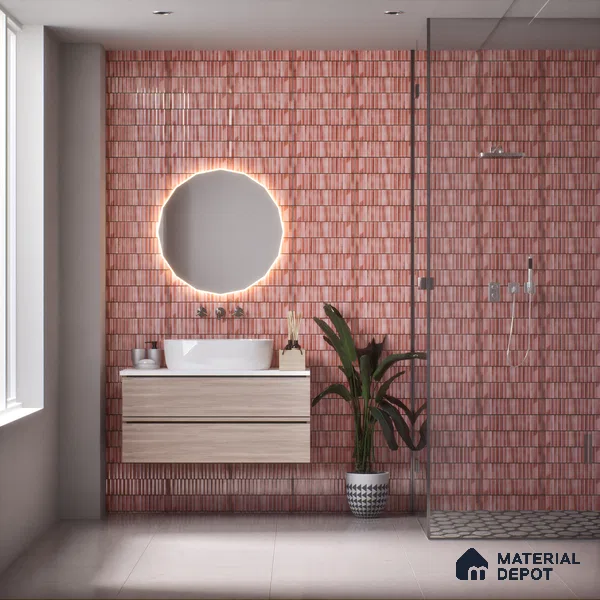 Subway Wall Tile TL 03643 G Snaper Kitkat Rust Terra 12 x 4 inch Ceramic Glossy Finish - 8 mm | 16 Random Design | Suitable for Accent / Feature Walls, Bathroom, Kitchen Wall & Backsplashes (Sample)