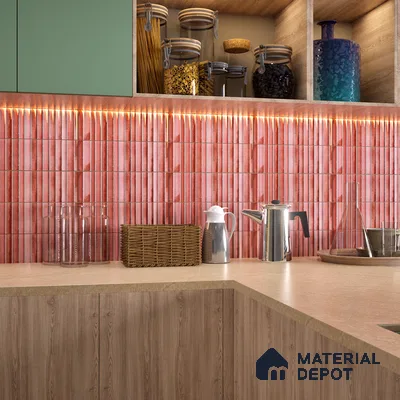 Subway Wall Tile TL 03643 G Snaper Kitkat Rust Terra 12 x 4 inch Ceramic Glossy Finish - 8 mm | 16 Random Design | Suitable for Accent / Feature Walls, Bathroom, Kitchen Wall & Backsplashes (Sample)