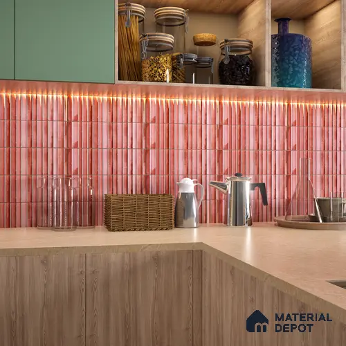 Subway Wall Tile TL 03643 G Snaper Kitkat Rust Terra 12 x 4 inch Ceramic Glossy Finish - 8 mm | 16 Random Design | Suitable for Accent / Feature Walls, Bathroom, Kitchen Wall & Backsplashes
