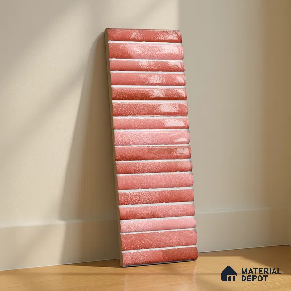 Subway Wall Tile TL 03643 G Snaper Kitkat Rust Terra 12 x 4 inch Ceramic Glossy Finish - 8 mm | 16 Random Design | Suitable for Accent / Feature Walls, Bathroom, Kitchen Wall & Backsplashes (Sample)