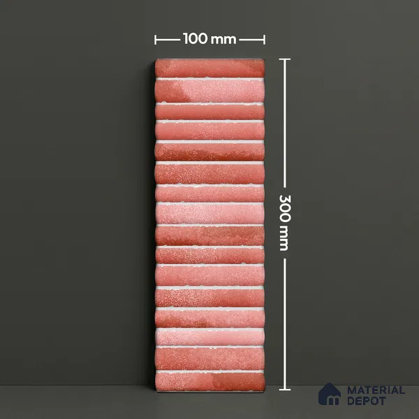 Subway Wall Tile TL 03643 G Snaper Kitkat Rust Terra 12 x 4 inch Ceramic Glossy Finish - 8 mm | 16 Random Design | Suitable for Accent / Feature Walls, Bathroom, Kitchen Wall & Backsplashes (Sample)