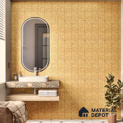 Faux Subway Wall Tile TL 00231 B Kitkat Yellow 1 ft x 1 ft Matte Finish Ceramic Tile - 9 mm | Suitable For Kitchen, Bathroom, Dining Area | Please Expect a Slight Variation of Pattern