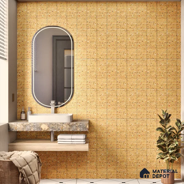 Faux Subway Wall Tile TL 00231 B Kitkat Yellow 1 ft x 1 ft Matte Finish Ceramic Tile - 9 mm | Suitable For Kitchen, Bathroom, Dining Area | Please Expect a Slight Variation of Pattern