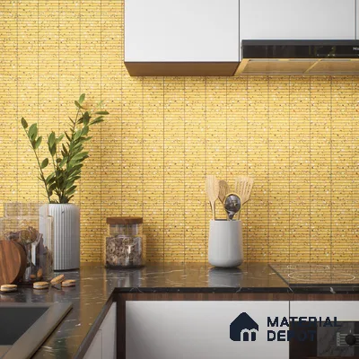 Faux Subway Wall Tile TL 00231 B Kitkat Yellow 1 ft x 1 ft Matte Finish Ceramic Tile - 9 mm | Suitable For Kitchen, Bathroom, Dining Area | Please Expect a Slight Variation of Pattern