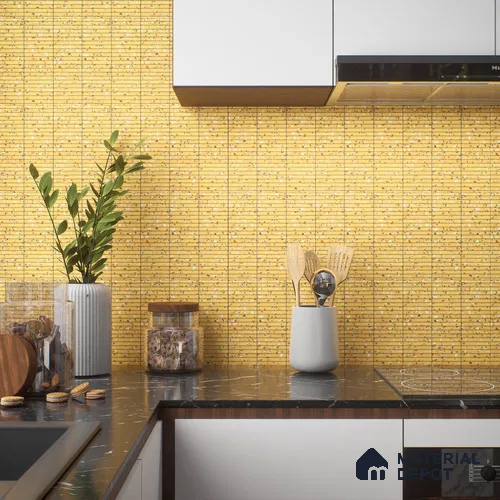 Faux Subway Wall Tile TL 00231 B Kitkat Yellow 1 ft x 1 ft Matte Finish Ceramic Tile - 9 mm | Suitable For Kitchen, Bathroom, Dining Area | Please Expect a Slight Variation of Pattern
