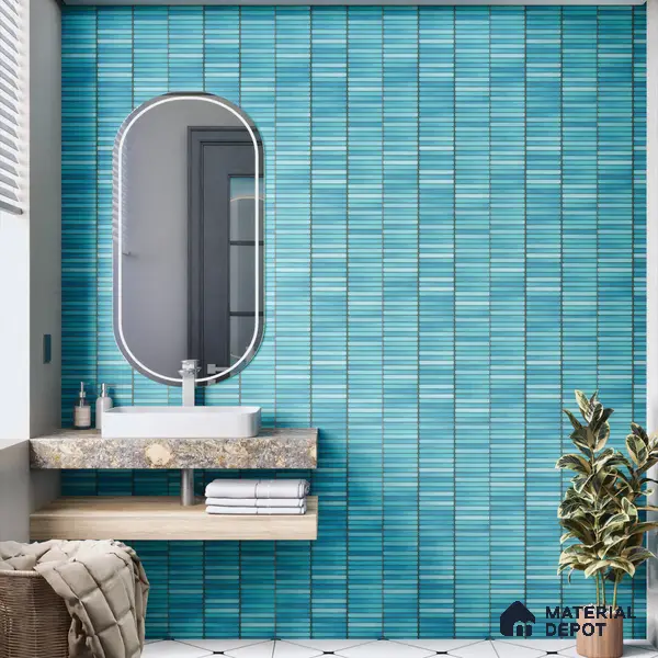 Faux Subway Wall Tile TL 00231 C Kitkat Green 1 ft x 1 ft Matte Finish Ceramic Tile - 9 mm | Suitable For Kitchen, Bathroom, Dining Area | Please Expect a Slight Variation of Pattern