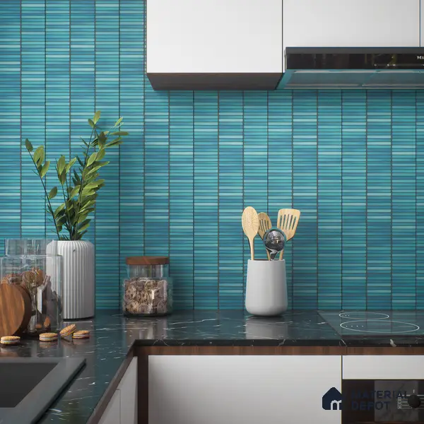 Faux Subway Wall Tile TL 00231 C Kitkat Green 1 ft x 1 ft Matte Finish Ceramic Tile - 9 mm | Suitable For Kitchen, Bathroom, Dining Area | Please Expect a Slight Variation of Pattern