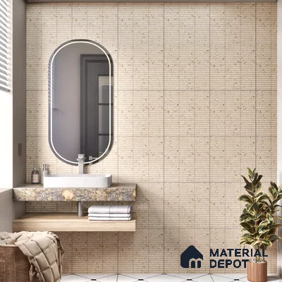 Faux Subway Wall Tile TL 00231 E Kitkat Beige 1 ft x 1 ft Matte Finish Ceramic Tile - 9 mm | Suitable For Kitchen, Bathroom, Dining Area | Please Expect a Slight Variation of Pattern