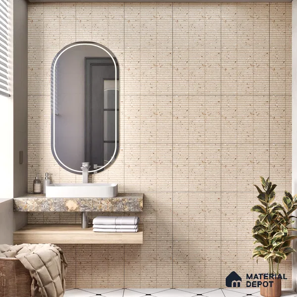 Faux Subway Wall Tile TL 00231 E Kitkat Beige 1 ft x 1 ft Matte Finish Ceramic Tile - 9 mm | Suitable For Kitchen, Bathroom, Dining Area | Please Expect a Slight Variation of Pattern