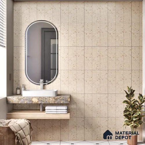 Faux Subway Wall Tile TL 00231 E Kitkat Beige 1 ft x 1 ft Matte Finish Ceramic Tile - 9 mm | Suitable For Kitchen, Bathroom, Dining Area | Please Expect a Slight Variation of Pattern