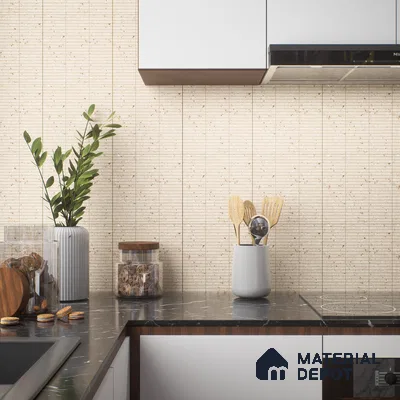 Faux Subway Wall Tile TL 00231 E Kitkat Beige 1 ft x 1 ft Matte Finish Ceramic Tile - 9 mm | Suitable For Kitchen, Bathroom, Dining Area | Please Expect a Slight Variation of Pattern
