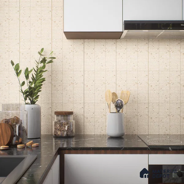 Faux Subway Wall Tile TL 00231 E Kitkat Beige 1 ft x 1 ft Matte Finish Ceramic Tile - 9 mm | Suitable For Kitchen, Bathroom, Dining Area | Please Expect a Slight Variation of Pattern
