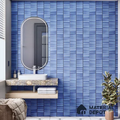 Faux Subway Wall Tile TL 00231 A Kitkat Blue 1 ft x 1 ft Matte Finish Ceramic Tile - 9 mm | Suitable For Kitchen, Bathroom, Dining Area | Please Expect a Slight Variation of Pattern