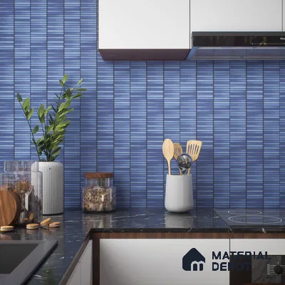 Faux Subway Wall Tile TL 00231 A Kitkat Blue 1 ft x 1 ft Matte Finish Ceramic Tile - 9 mm | Suitable For Kitchen, Bathroom, Dining Area | Please Expect a Slight Variation of Pattern