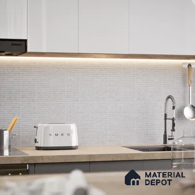 Faux Subway Wall Tile TL 05004 D Cinthia Kitkat Ashen Haze 1 ft x 1 ft Ceramic Matte Finish - 9.5 mm | Suitable for Highlighter Walls, Foyer, Bathroom, Kitchen Wall & Backsplashes | Please Expect a Slight Variation of Pattern (Sample)