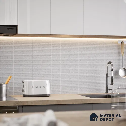 Faux Subway Wall Tile TL 05004 D Cinthia Kitkat Ashen Haze 1 ft x 1 ft Ceramic Matte Finish - 9.5 mm | Suitable for Highlighter Walls, Foyer, Bathroom, Kitchen Wall & Backsplashes | Please Expect a Slight Variation of Pattern