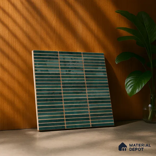 Faux Subway Wall Tile TL 05004 E Cinthia Kitkat Teal 1 ft x 1 ft Ceramic Glossy Finish - 9.5 mm | Suitable for Highlighter Walls, Foyer, Bathroom, Kitchen Wall & Backsplashes | Please Expect a Slight Variation of Pattern