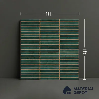 Faux Subway Wall Tile TL 05004 E Cinthia Kitkat Teal 1 ft x 1 ft Ceramic Glossy Finish - 9.5 mm | Suitable for Highlighter Walls, Foyer, Bathroom, Kitchen Wall & Backsplashes | Please Expect a Slight Variation of Pattern