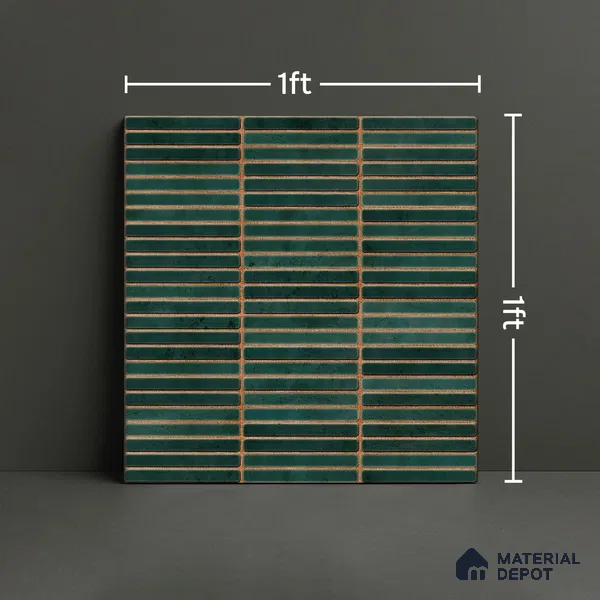 Faux Subway Wall Tile TL 05004 E Cinthia Kitkat Teal 1 ft x 1 ft Ceramic Glossy Finish - 9.5 mm | Suitable for Highlighter Walls, Foyer, Bathroom, Kitchen Wall & Backsplashes | Please Expect a Slight Variation of Pattern