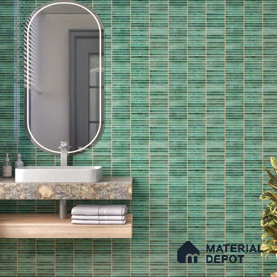 Faux Subway Wall Tile TL 05004 E Cinthia Kitkat Teal 1 ft x 1 ft Ceramic Glossy Finish - 9.5 mm | Suitable for Highlighter Walls, Foyer, Bathroom, Kitchen Wall & Backsplashes | Please Expect a Slight Variation of Pattern