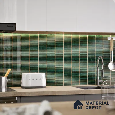 Faux Subway Wall Tile TL 05004 E Cinthia Kitkat Teal 1 ft x 1 ft Ceramic Glossy Finish - 9.5 mm | Suitable for Highlighter Walls, Foyer, Bathroom, Kitchen Wall & Backsplashes | Please Expect a Slight Variation of Pattern