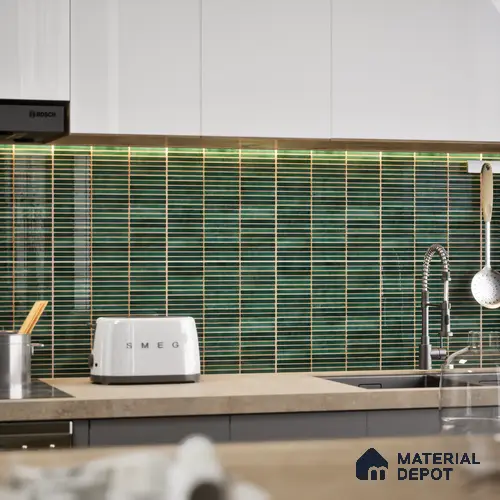 Faux Subway Wall Tile TL 05004 E Cinthia Kitkat Teal 1 ft x 1 ft Ceramic Glossy Finish - 9.5 mm | Suitable for Highlighter Walls, Foyer, Bathroom, Kitchen Wall & Backsplashes | Please Expect a Slight Variation of Pattern