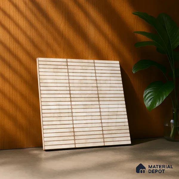 Faux Subway Wall Tile TL 05004 F Cinthia Kitkat Crema 1 ft x 1 ft Ceramic Glossy Finish - 9.5 mm | Suitable for Highlighter Walls, Foyer, Bathroom, Kitchen Wall & Backsplashes | Please Expect a Slight Variation of Pattern