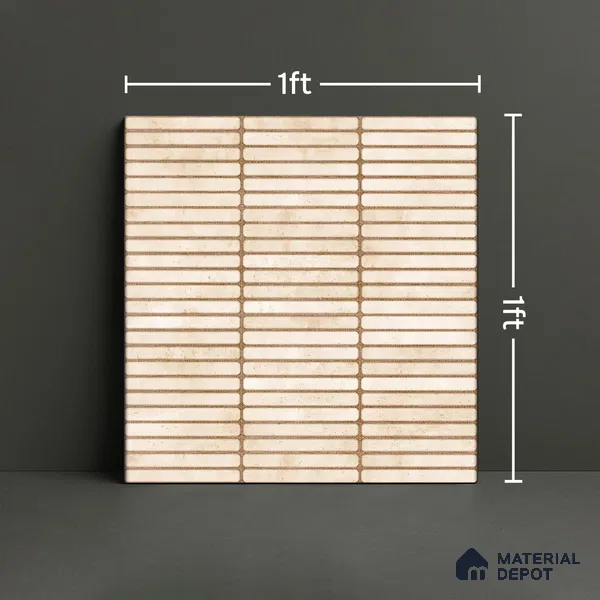 Faux Subway Wall Tile TL 05004 F Cinthia Kitkat Crema 1 ft x 1 ft Ceramic Glossy Finish - 9.5 mm | Suitable for Highlighter Walls, Foyer, Bathroom, Kitchen Wall & Backsplashes | Please Expect a Slight Variation of Pattern